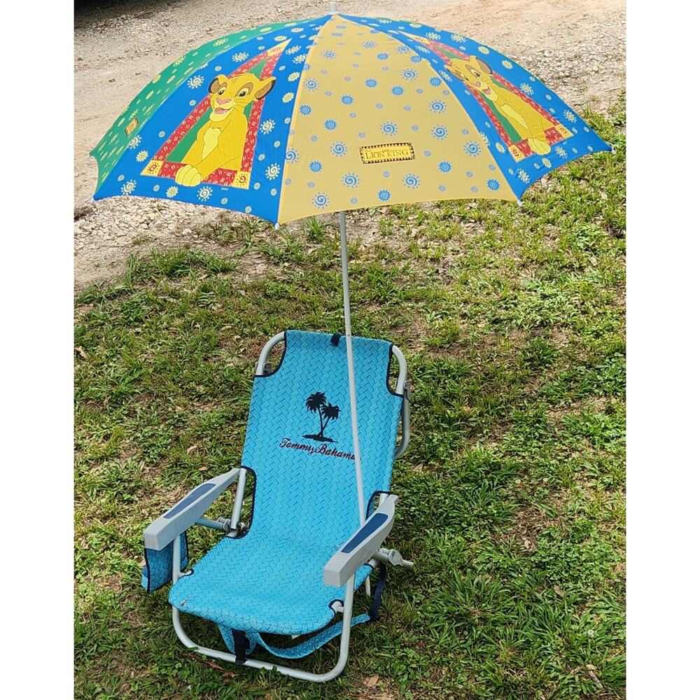 Lion King 52" Beach Umbrella Sticks in Ground Chair‎ Shade With Carry Bag